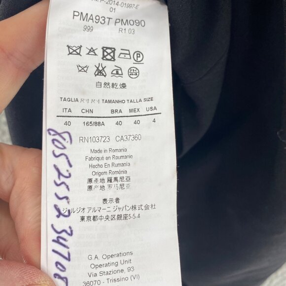 Armani Dress Womens 4 Black Sheath 3/4 Sleeve Notch Neck Career Office Modest - Picture 7 of 11